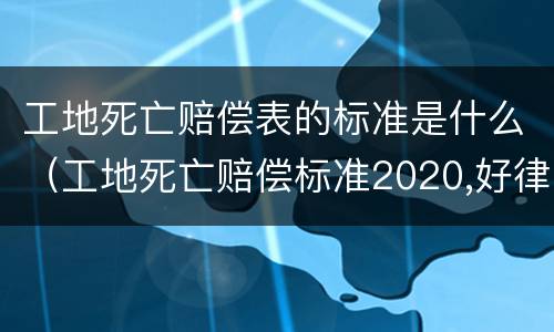 工地死亡赔偿表的标准是什么（工地死亡赔偿标准2020,好律师）