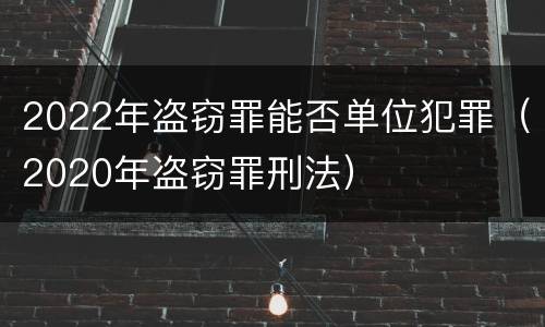 2022年盗窃罪能否单位犯罪（2020年盗窃罪刑法）