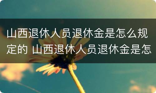 山西退休人员退休金是怎么规定的 山西退休人员退休金是怎么规定的呢