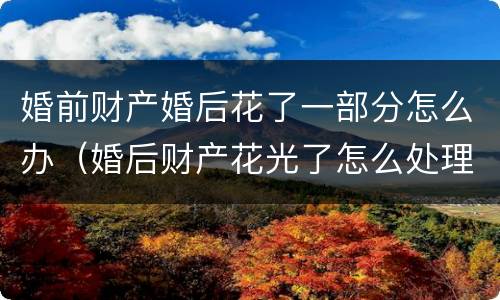 婚前财产婚后花了一部分怎么办（婚后财产花光了怎么处理）