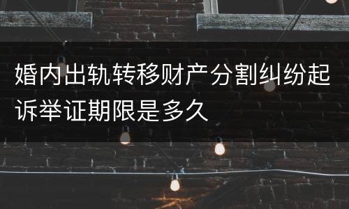 婚内出轨转移财产分割纠纷起诉举证期限是多久
