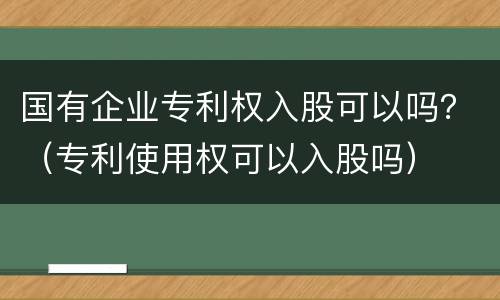 国有企业专利权入股可以吗？（专利使用权可以入股吗）