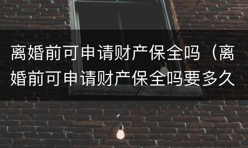 离婚前可申请财产保全吗（离婚前可申请财产保全吗要多久）