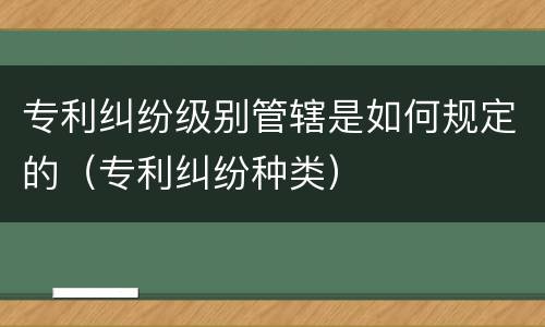 专利纠纷级别管辖是如何规定的（专利纠纷种类）
