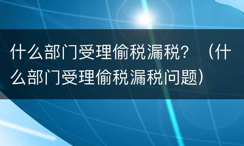 什么部门受理偷税漏税？（什么部门受理偷税漏税问题）
