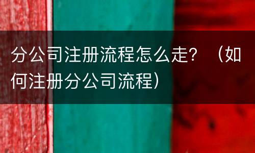 分公司注册流程怎么走？（如何注册分公司流程）