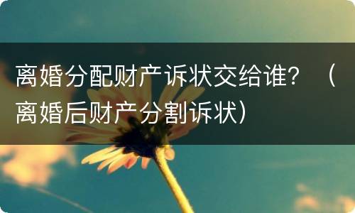 离婚分配财产诉状交给谁？（离婚后财产分割诉状）