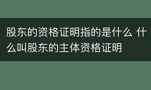 股东的资格证明指的是什么 什么叫股东的主体资格证明