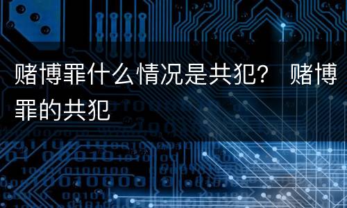 赌博罪什么情况是共犯？ 赌博罪的共犯