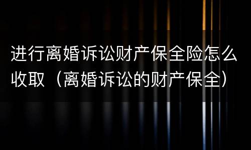 进行离婚诉讼财产保全险怎么收取（离婚诉讼的财产保全）