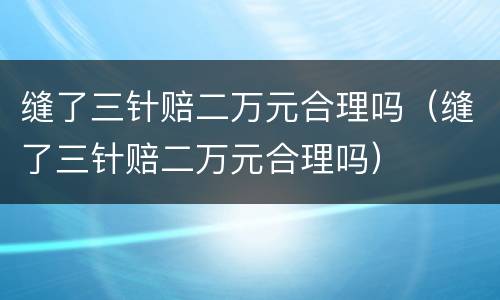 缝了三针赔二万元合理吗(缝了三针赔二万元合理吗) 缝了三针赔二万元合理吗(缝了三针赔二万元合理吗)