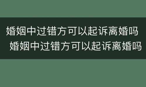 婚姻中过错方可以起诉离婚吗 婚姻中过错方可以起诉离婚吗知乎