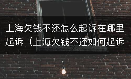 上海欠钱不还怎么起诉在哪里起诉（上海欠钱不还如何起诉）