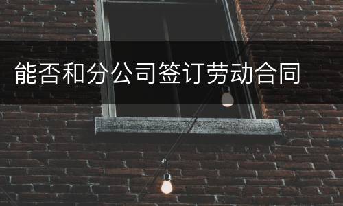 能否和分公司签订劳动合同