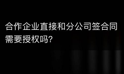 合作企业直接和分公司签合同需要授权吗？