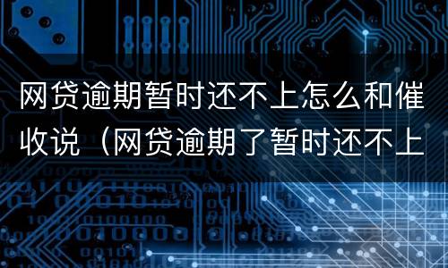 网贷逾期暂时还不上怎么和催收说（网贷逾期了暂时还不上,会上门催收吗?）