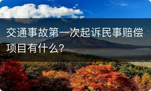 交通事故第一次起诉民事赔偿项目有什么? 交通事故第一次起诉民事赔偿项目有什么?