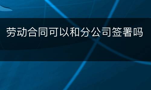 劳动合同可以和分公司签署吗