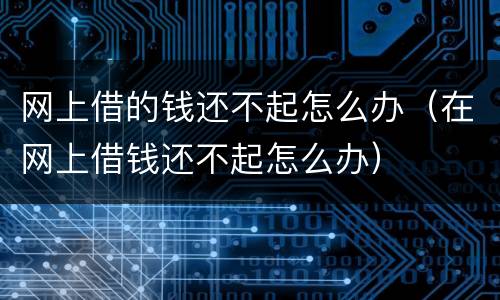 网上借的钱还不起怎么办（在网上借钱还不起怎么办）