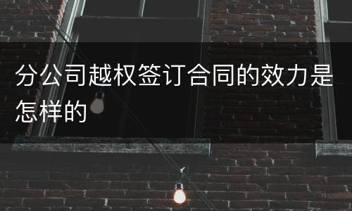 分公司越权签订合同的效力是怎样的