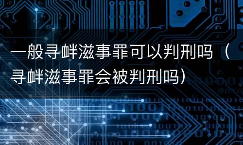 一般寻衅滋事罪可以判刑吗（寻衅滋事罪会被判刑吗）