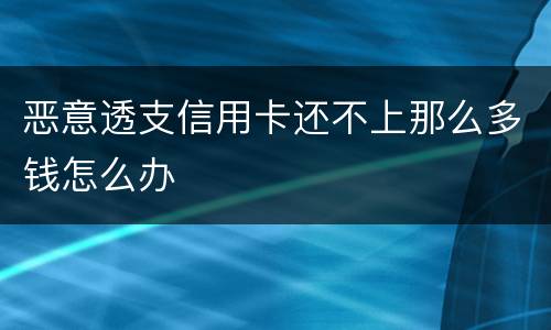 恶意透支信用卡还不上那么多钱怎么办
