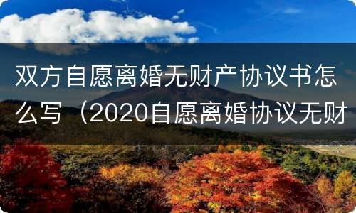 双方自愿离婚无财产协议书怎么写（2020自愿离婚协议无财产）