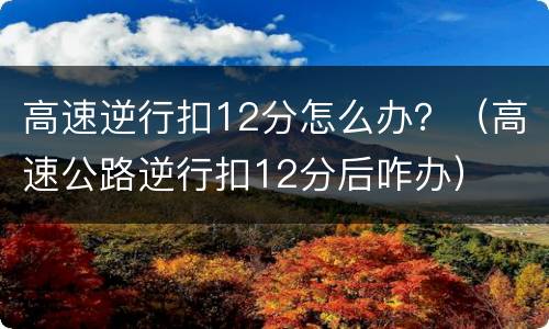 高速逆行扣12分怎么办？（高速公路逆行扣12分后咋办）