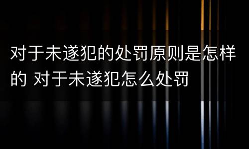对于未遂犯的处罚原则是怎样的 对于未遂犯怎么处罚