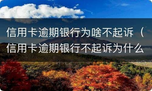 信用卡逾期银行为啥不起诉（信用卡逾期银行不起诉为什么转给三方催收）