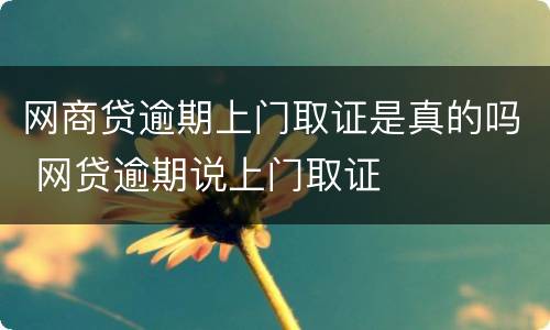 网商贷逾期上门取证是真的吗 网贷逾期说上门取证