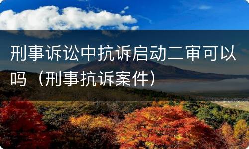刑事诉讼中抗诉启动二审可以吗（刑事抗诉案件）