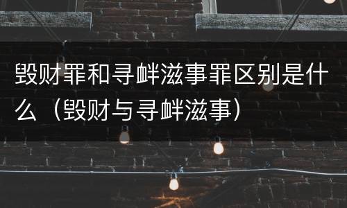 毁财罪和寻衅滋事罪区别是什么（毁财与寻衅滋事）