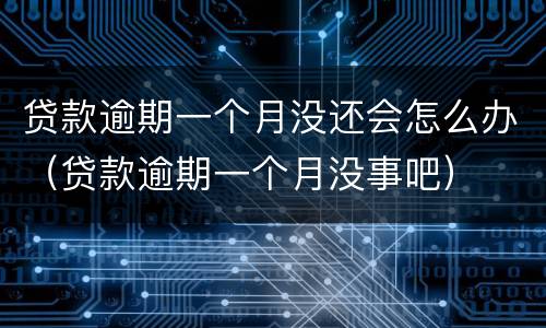 贷款逾期一个月没还会怎么办（贷款逾期一个月没事吧）