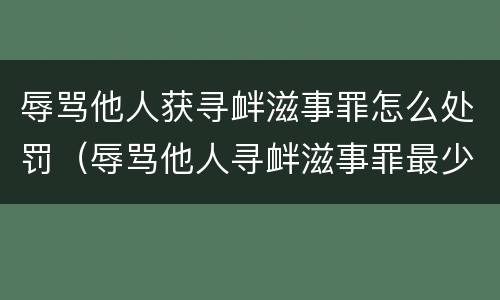 辱骂他人获寻衅滋事罪怎么处罚（辱骂他人寻衅滋事罪最少判多久）