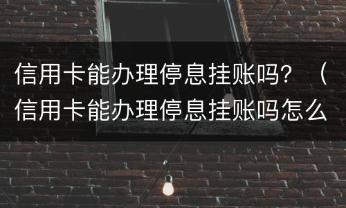 信用卡能办理停息挂账吗？（信用卡能办理停息挂账吗怎么办）