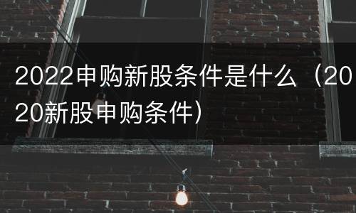 2022申购新股条件是什么（2020新股申购条件）
