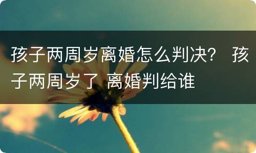 孩子两周岁离婚怎么判决？ 孩子两周岁了 离婚判给谁