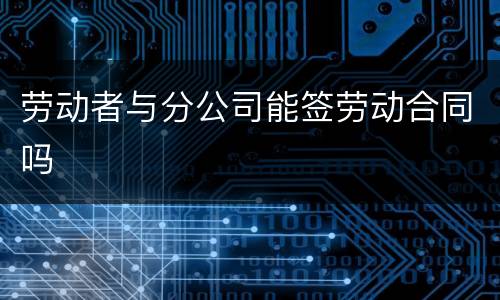 劳动者与分公司能签劳动合同吗