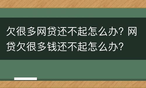欠很多网贷还不起怎么办? 网贷欠很多钱还不起怎么办?