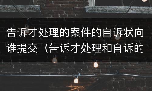 告诉才处理的案件的自诉状向谁提交（告诉才处理和自诉的区别）