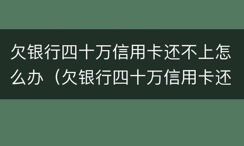 欠银行四十万信用卡还不上怎么办（欠银行四十万信用卡还不上怎么办呢）