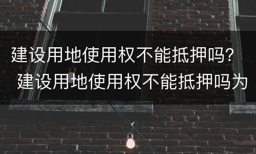 建设用地使用权不能抵押吗？ 建设用地使用权不能抵押吗为什么