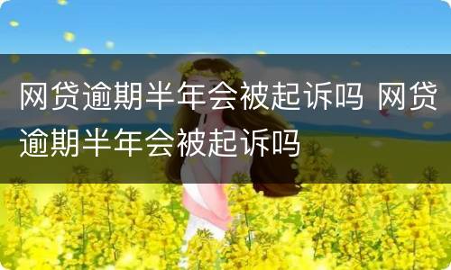网贷逾期半年会被起诉吗 网贷逾期半年会被起诉吗