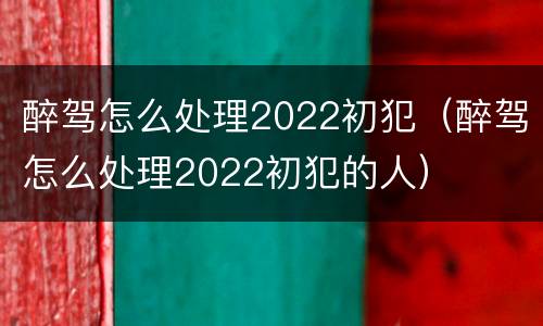 醉驾怎么处理2022初犯（醉驾怎么处理2022初犯的人）