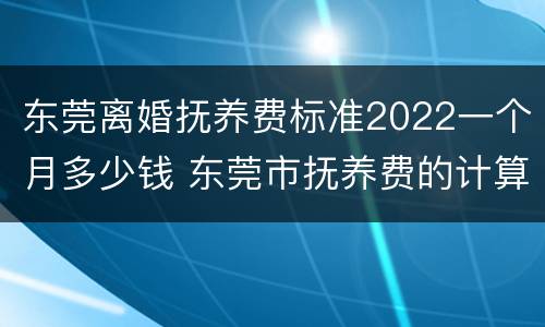 东莞离婚抚养费标准2022一个月多少钱 东莞市抚养费的计算标准