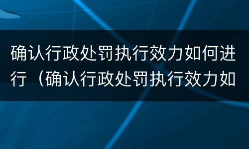 确认行政处罚执行效力如何进行（确认行政处罚执行效力如何进行审查）