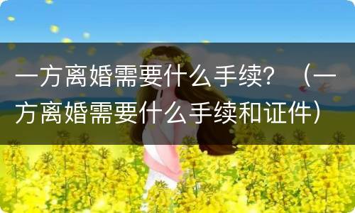一方离婚需要什么手续？（一方离婚需要什么手续和证件）