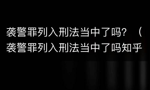 袭警罪列入刑法当中了吗？（袭警罪列入刑法当中了吗知乎）