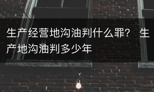 生产经营地沟油判什么罪？ 生产地沟油判多少年